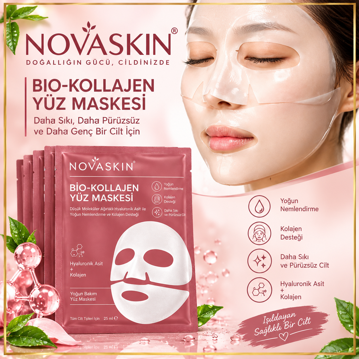 Novaskin Biyo-Kollajen Gece Maskesi (Tekli Paket - 25 ml)